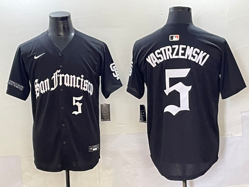 Men 2025 San Francisco Giants #5 Yastrezemski Black Five generations Joint Name Nike MLB Jersey style 22->san francisco giants->MLB Jersey